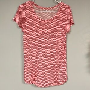 Gap Coral/ white  scoop neck Tee shirt women’s S,  extra long curved hemline